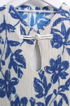 宝蓝花旗袍 Bao Lan Pleated Cheongsam Dress