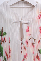 白桃花旗袍 Bai Tao Pleated Cheongsam Dress