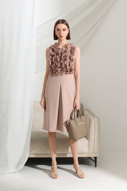 Aveline Sculpted Ruffle Midi Dress