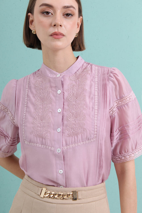Broderie Embroidered Peasant Blouse