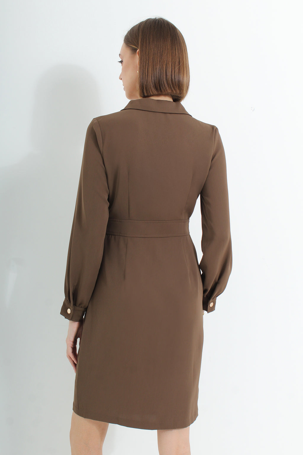 Brown back Black Blazer Midi Dress 12370179