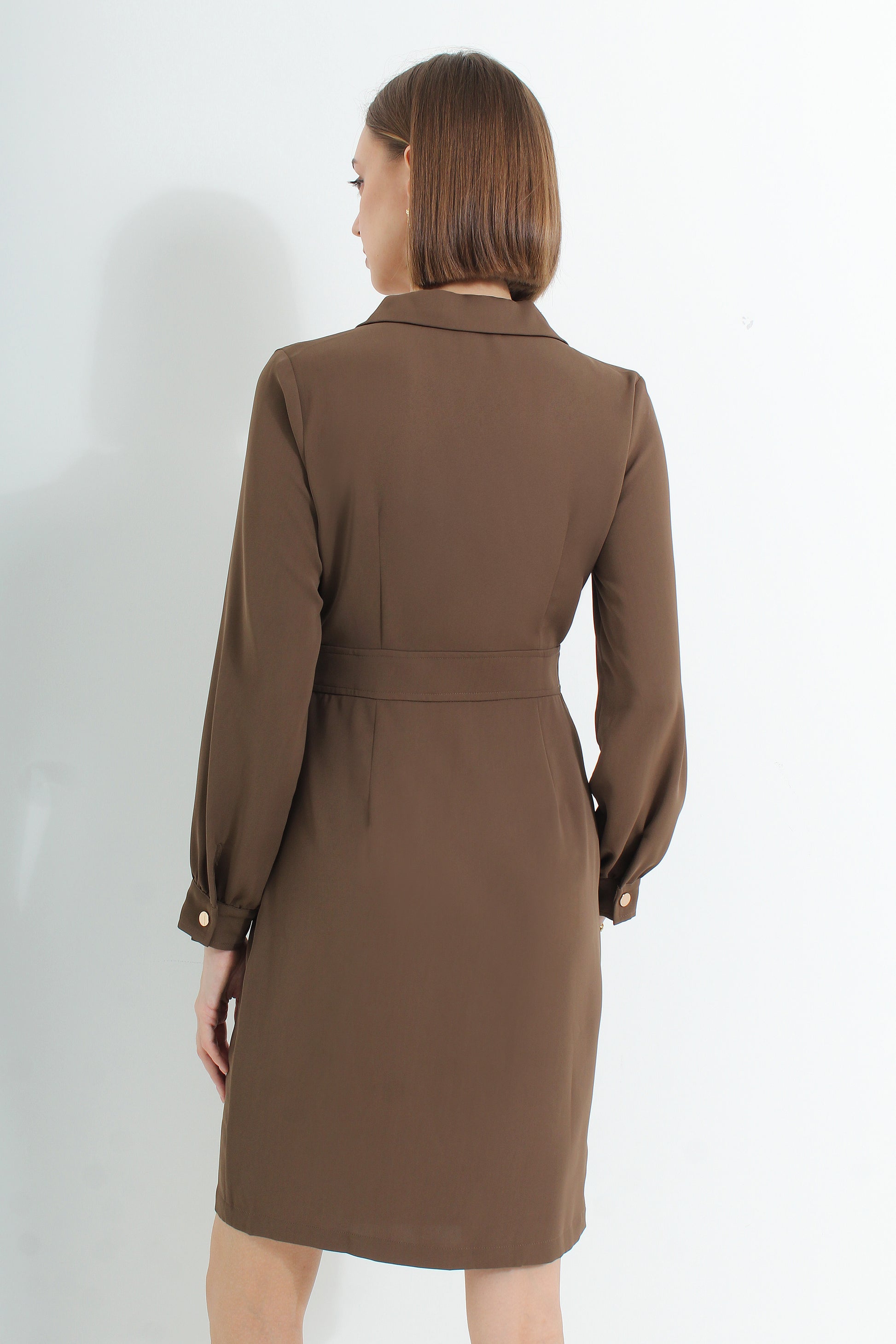 Brown back Black Blazer Midi Dress 12370179