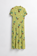 青柠花旗袍 Qing Ning Pleated Cheongsam Dress