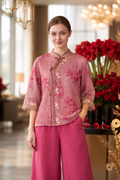 胭粉花语 Mauve Blossom Ramie-blend Blouse