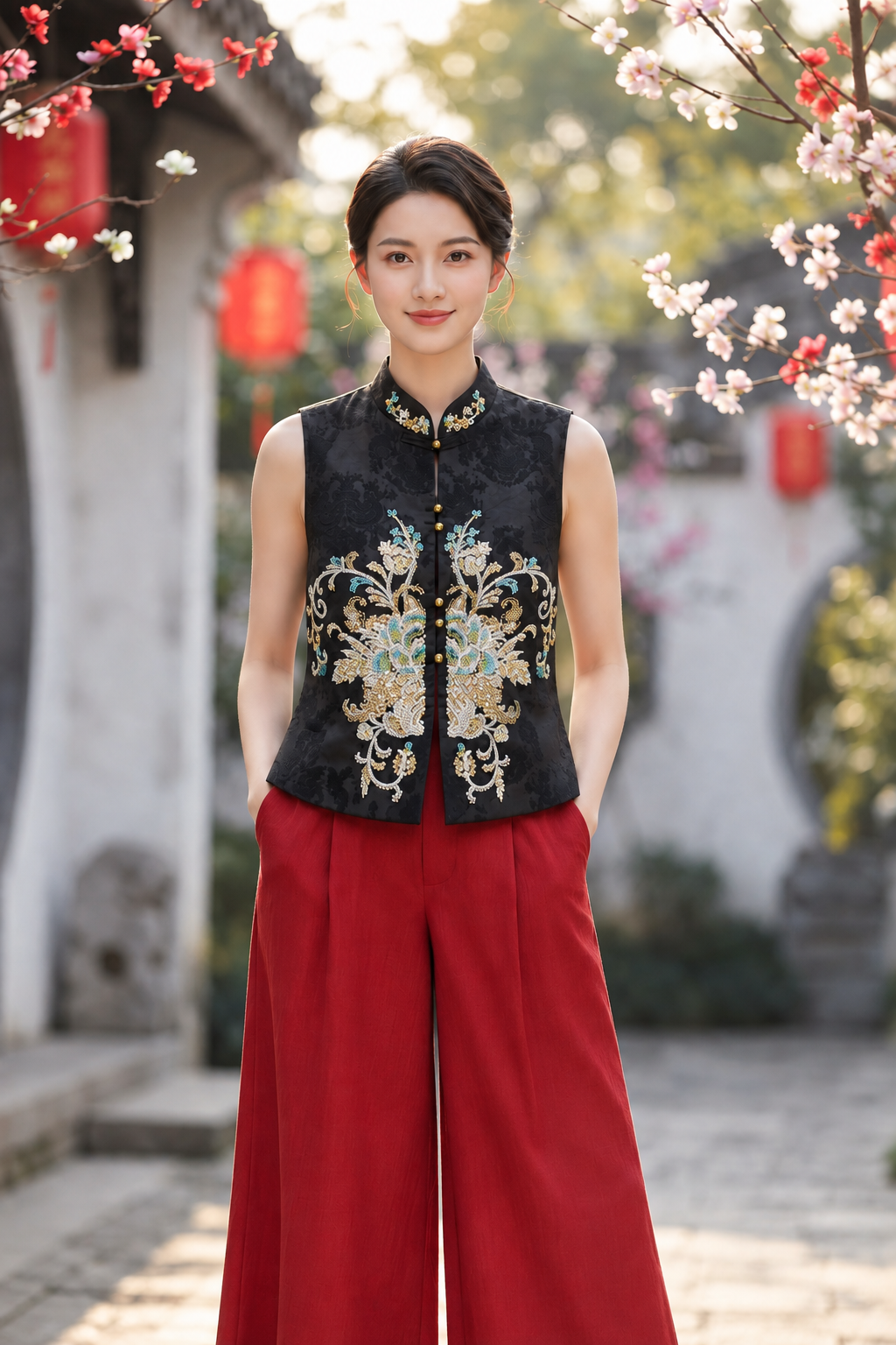 中式气质马甲 Gilded Embroidery Vest