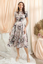 French Printed Floral Midi Dress