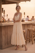 Dana Flare Maxi Dress in White (L size)