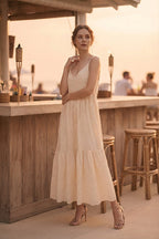 Dana Flare Maxi Dress in White (L size)