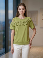 Ruffle Blouse in Green (XXL size)