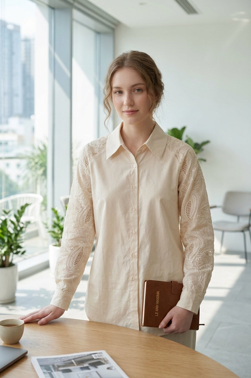 Lace Button Shirt (Free size)