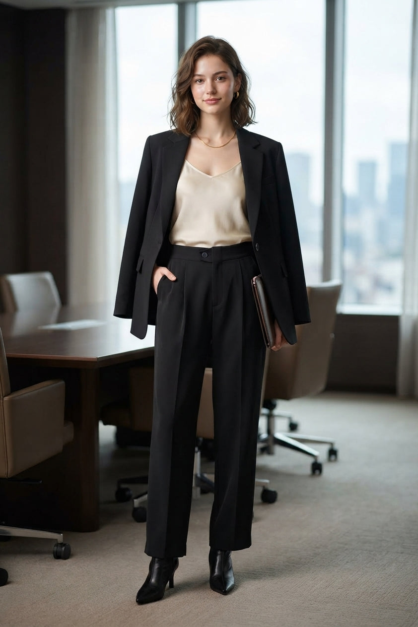 Suiting Fabric Trousers in Black (M size)
