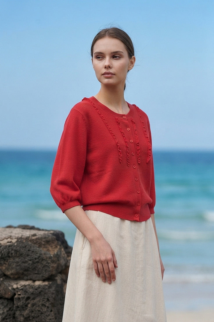 Knit Top in Red (Free size)