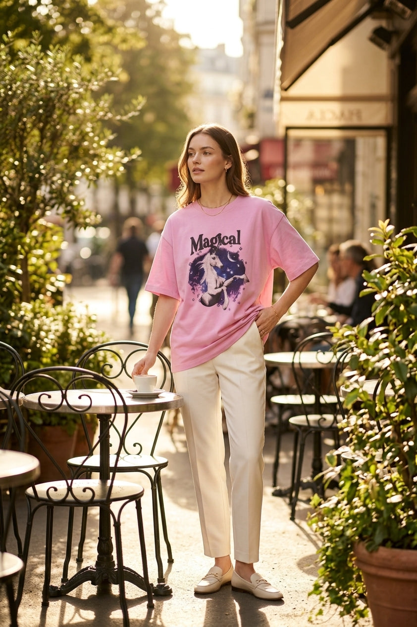 Unicorn Oversized Graphic T-shirt (Free size)