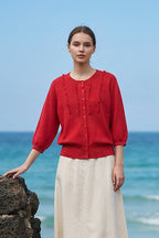Knit Top in Red (Free size)