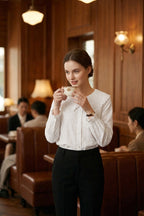 Peter Pan Collar Lace Top in White & Beige (Free size)