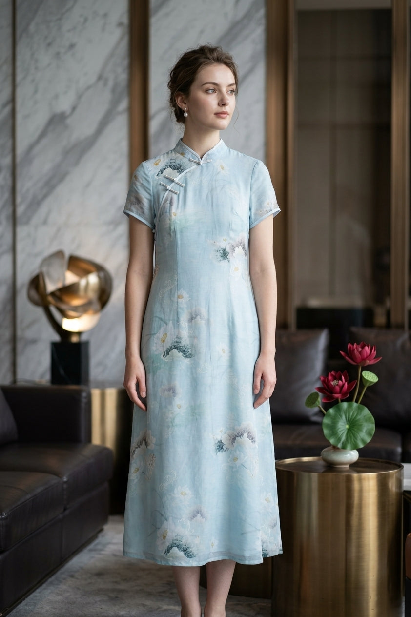 Sky Blue Cheongsam (L size)