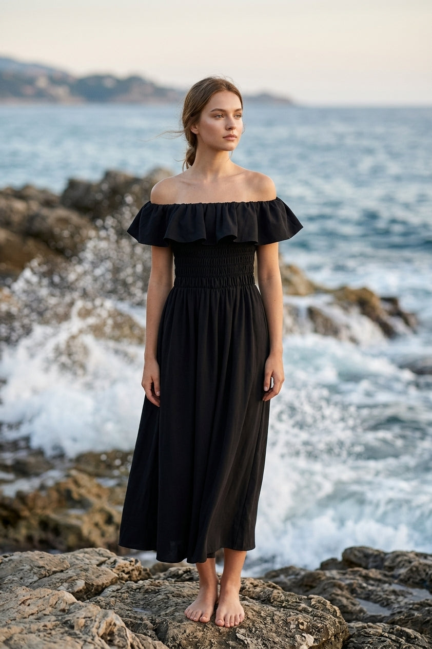 Off the Shoulder Maxi Dress (Free size)