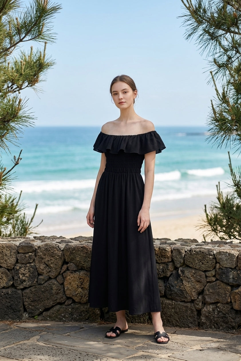 Off the Shoulder Maxi Dress (Free size)