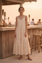 Dana Flare Maxi Dress in White (L size)