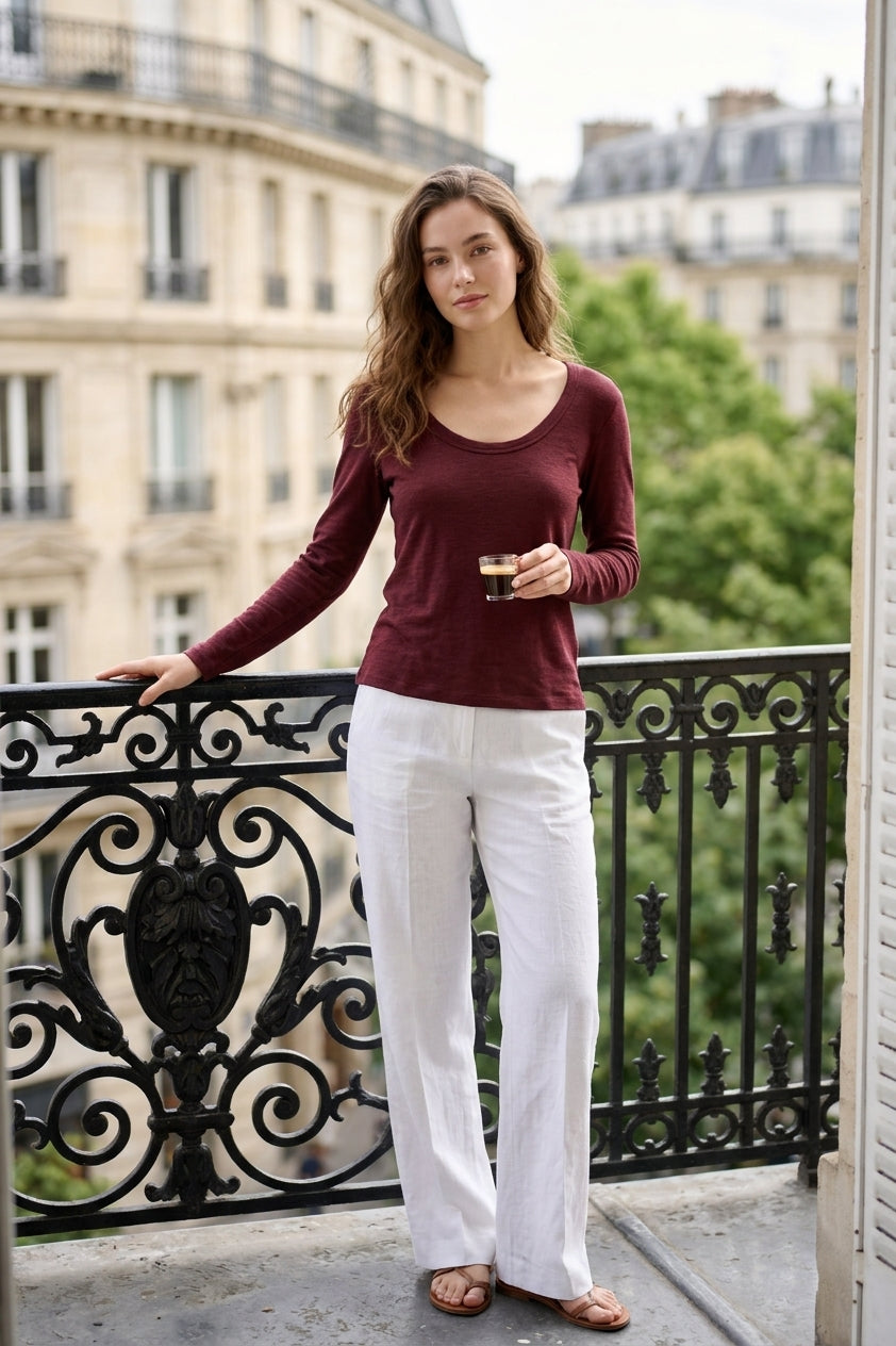Scoop Neck T-Shirt | Long Sleeve