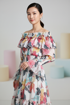 Off Shoulder Colorful Dress (L size)
