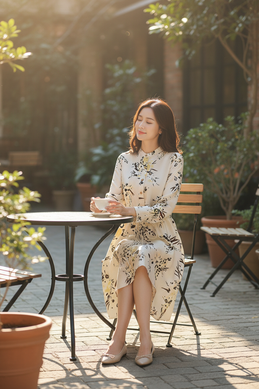 Yellow Floral Midi Dress (L size)