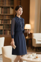 Ruffled Chiffon Panel Midi Dress