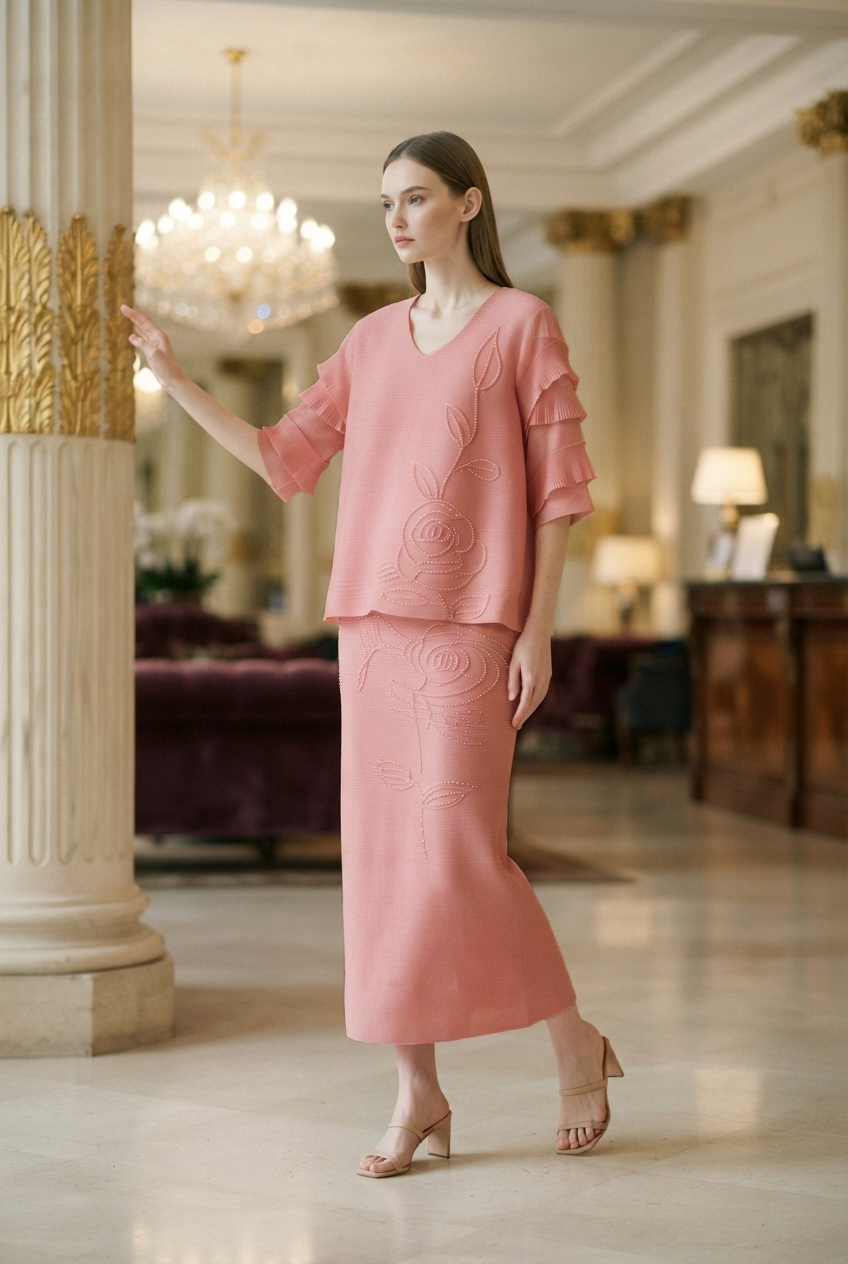 Ruffled 2 piece set (Free size)