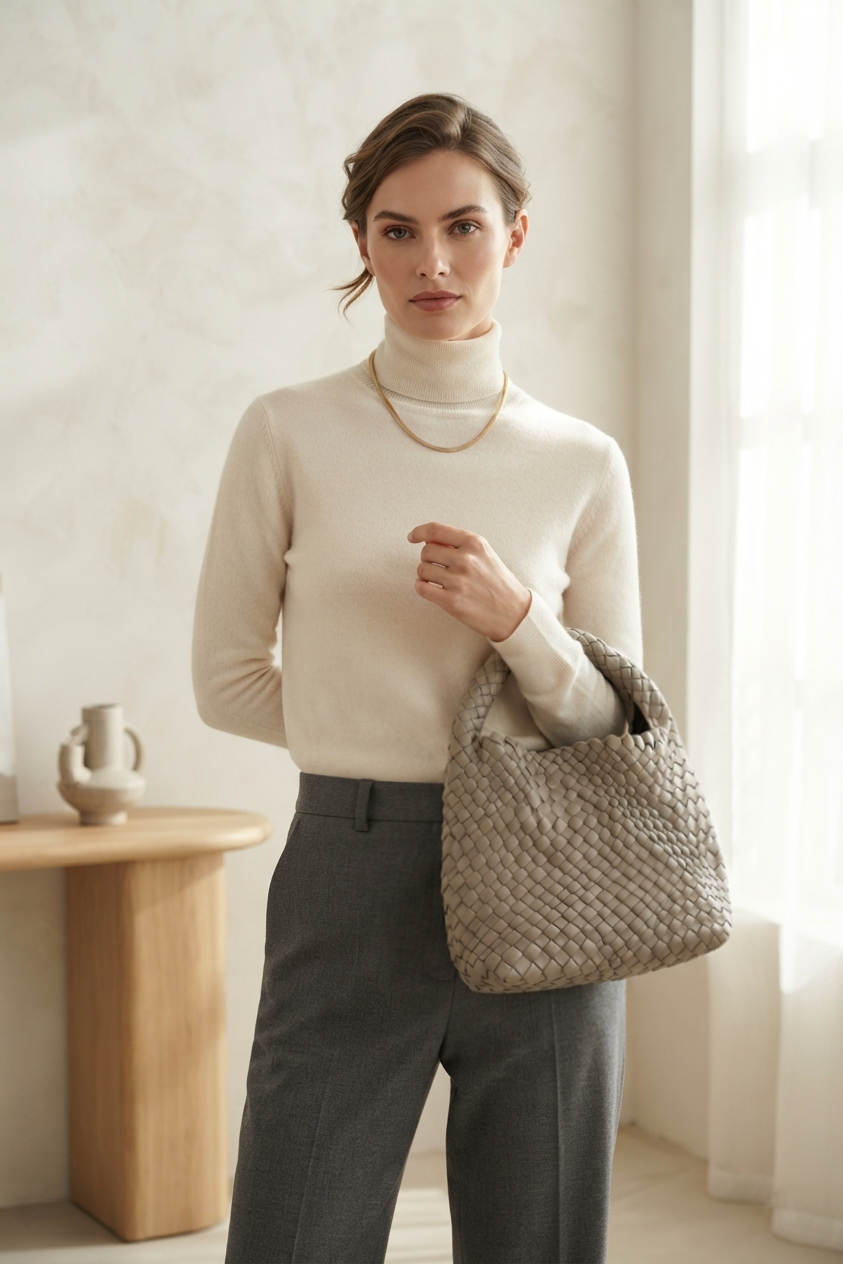 Faux Leather Woven Bag