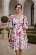 Flora Puff Sleeve Dress (L size)