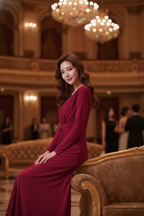 Wrap-style Evening Gown (L Size)