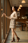 Tweed Checkered Mini Skirt (M size)