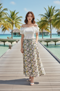 Off Shoulder Ruffle Top in White (L size)