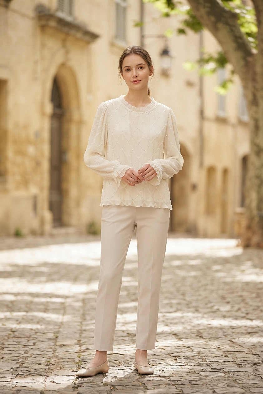 Off-white Eyelet Lace Blouse (XL size)