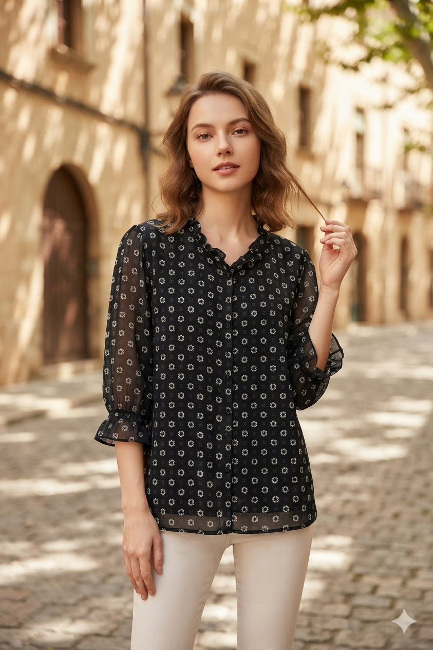 Printed Chiffon Blouse (4XL size)