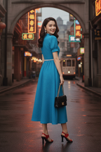 Keyhole Neckline Pearl Qipao Dress