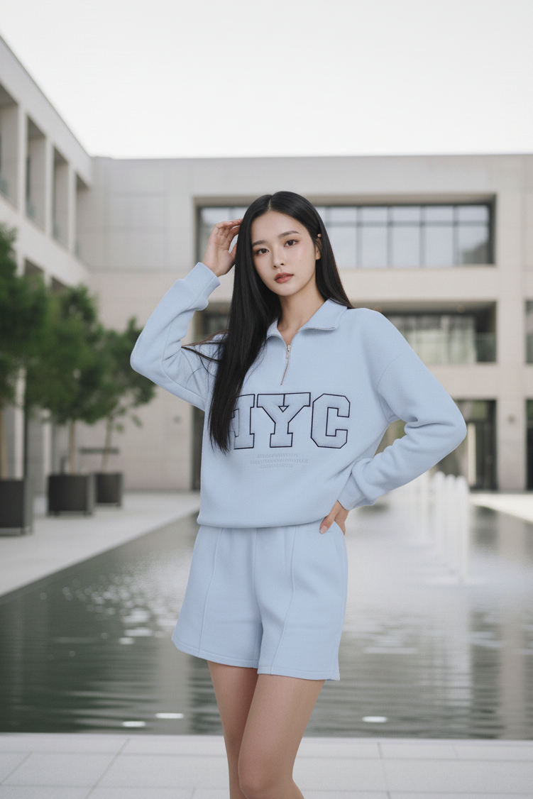 Half Zip Pullover Sweater Set