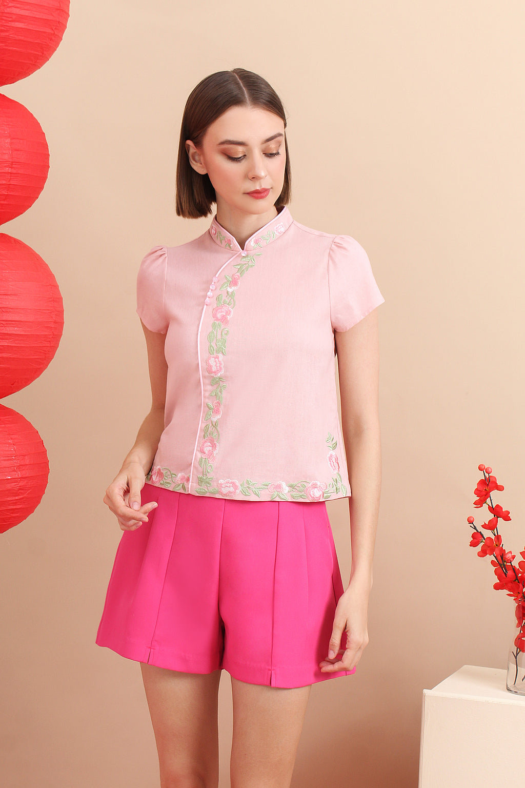 Pink Cheongsam top
