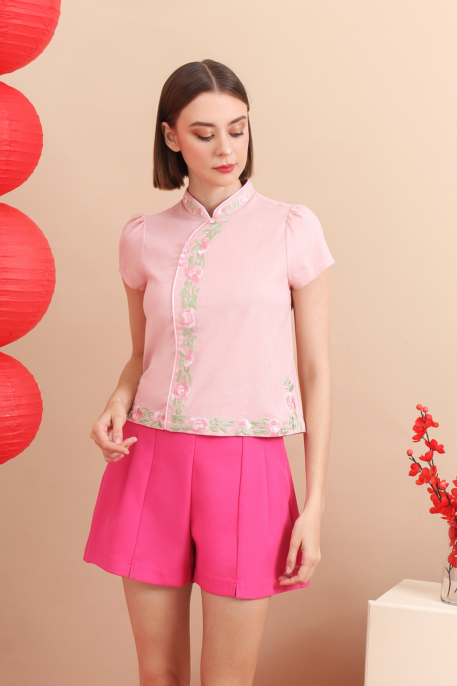 Pink Cheongsam top