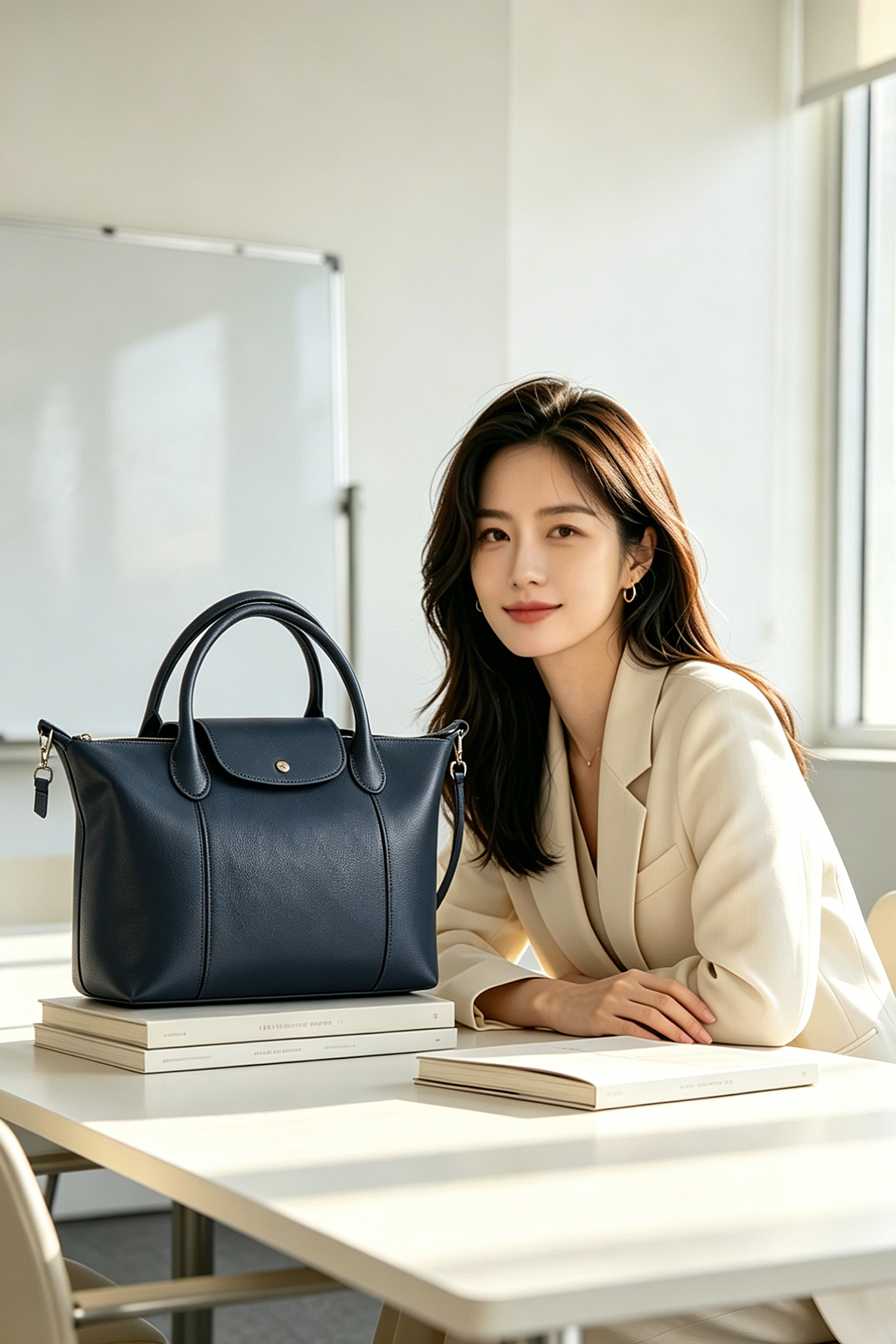 Leather Dual Tote Crossbody Bag