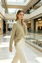Knit Quater Zip Sweater (Free Size)