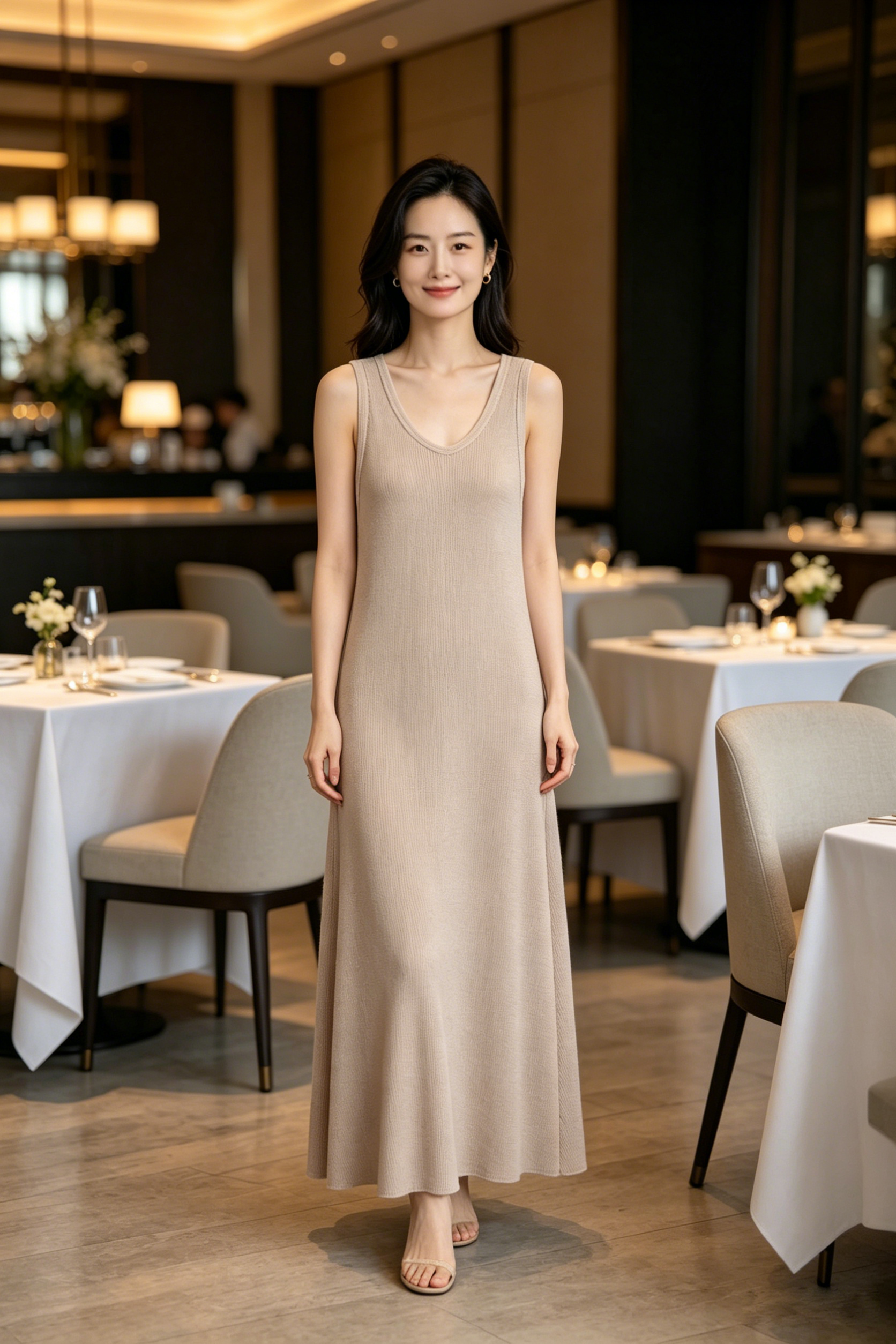 Maxi Dress in Nude (Free Size)