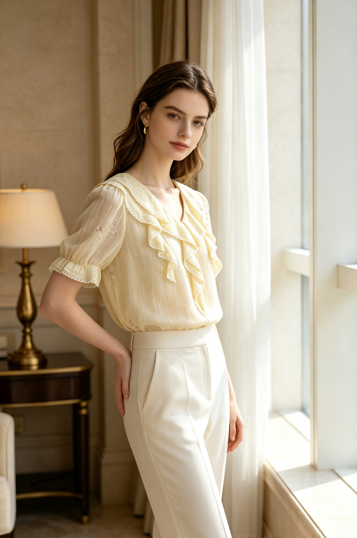 Ruffle Sequin Blouse (M size)