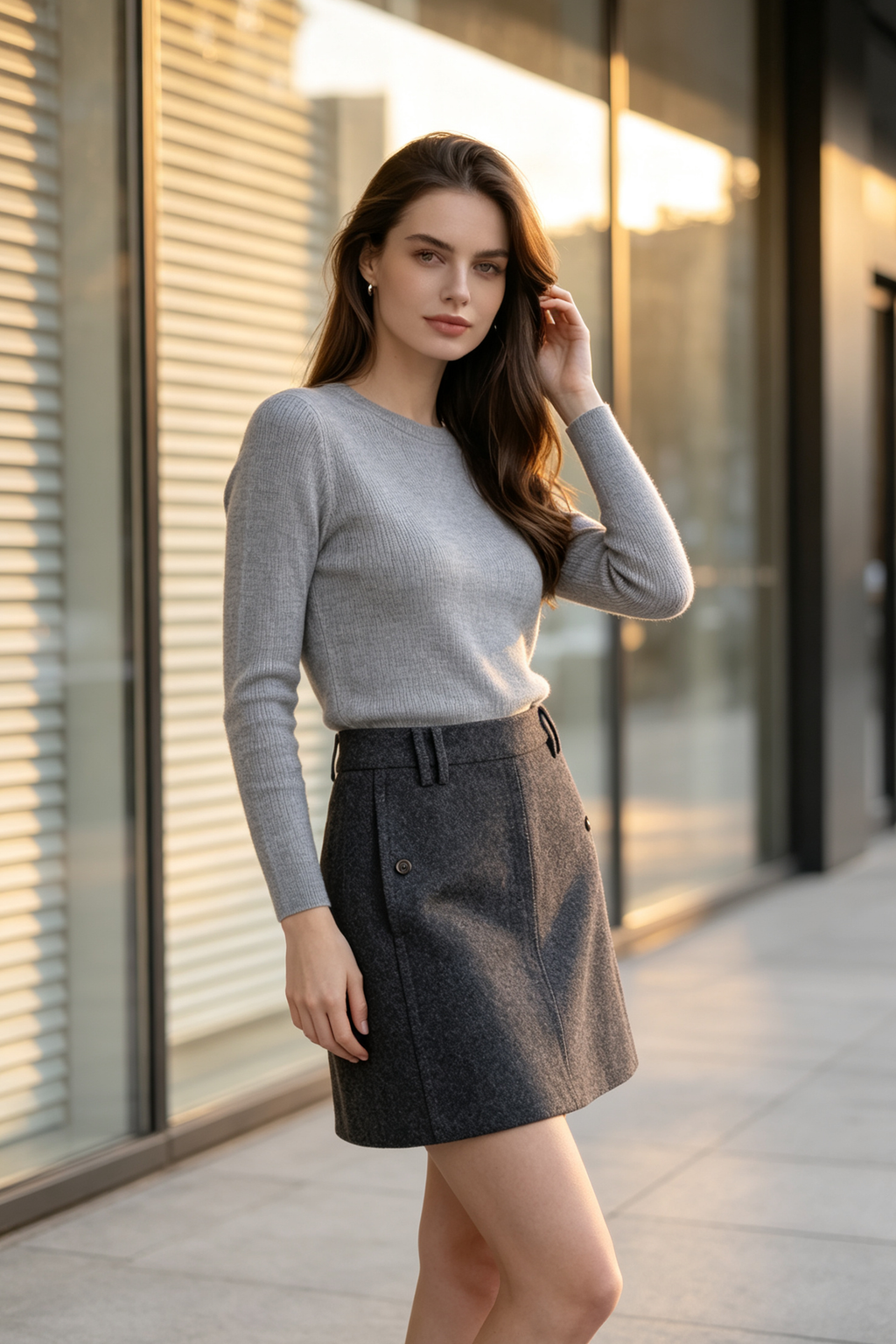 A-line Skirt in Grey & Khaki
