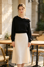 Ruffled Collar Off-The-Shoulder Top