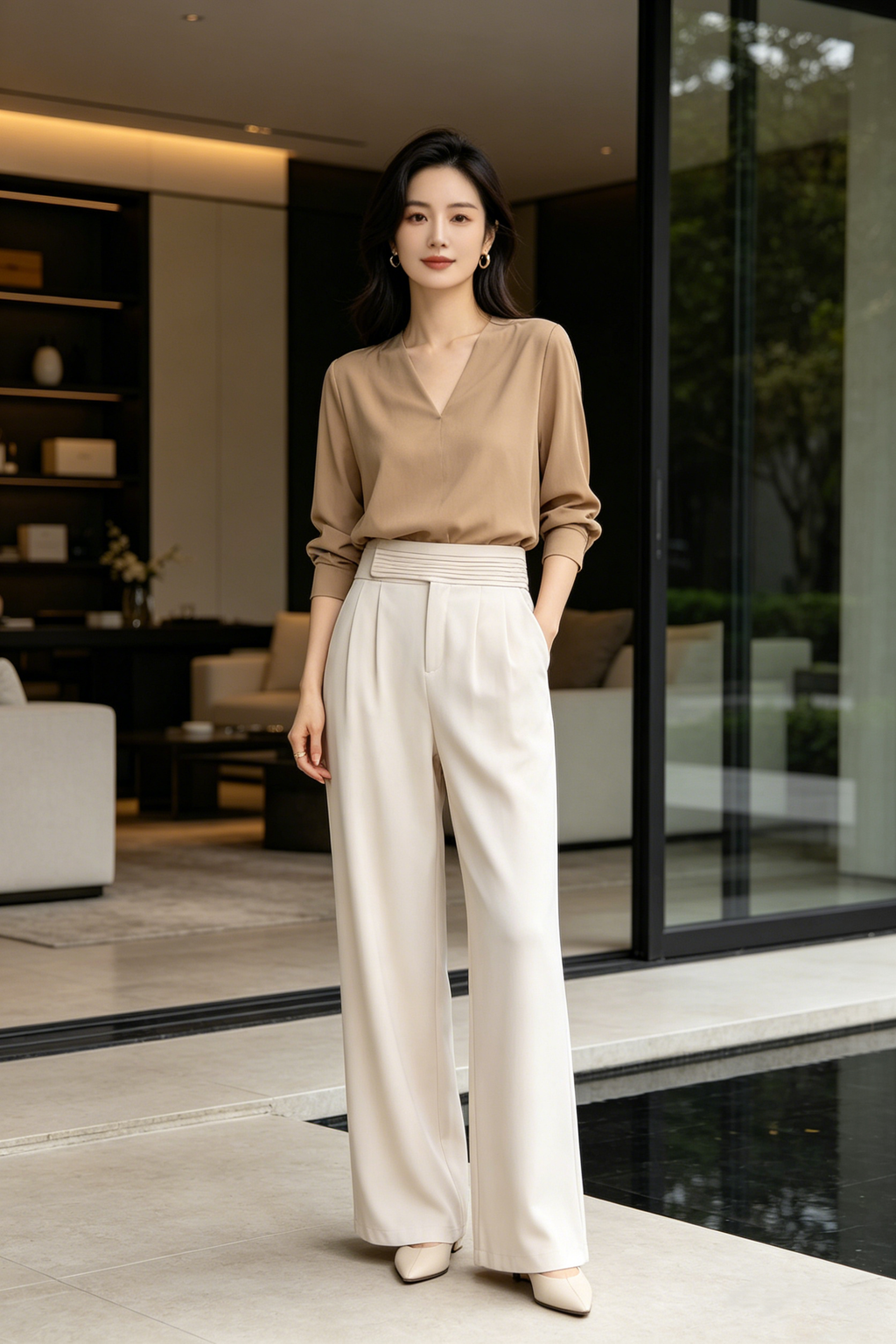 High Waist Wide Legs Pants 【含有橡筋】