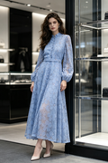 Floral Sequin Dress in Blue (XL size)
