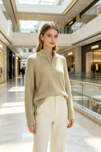 Knit Quater Zip Sweater (Free Size)