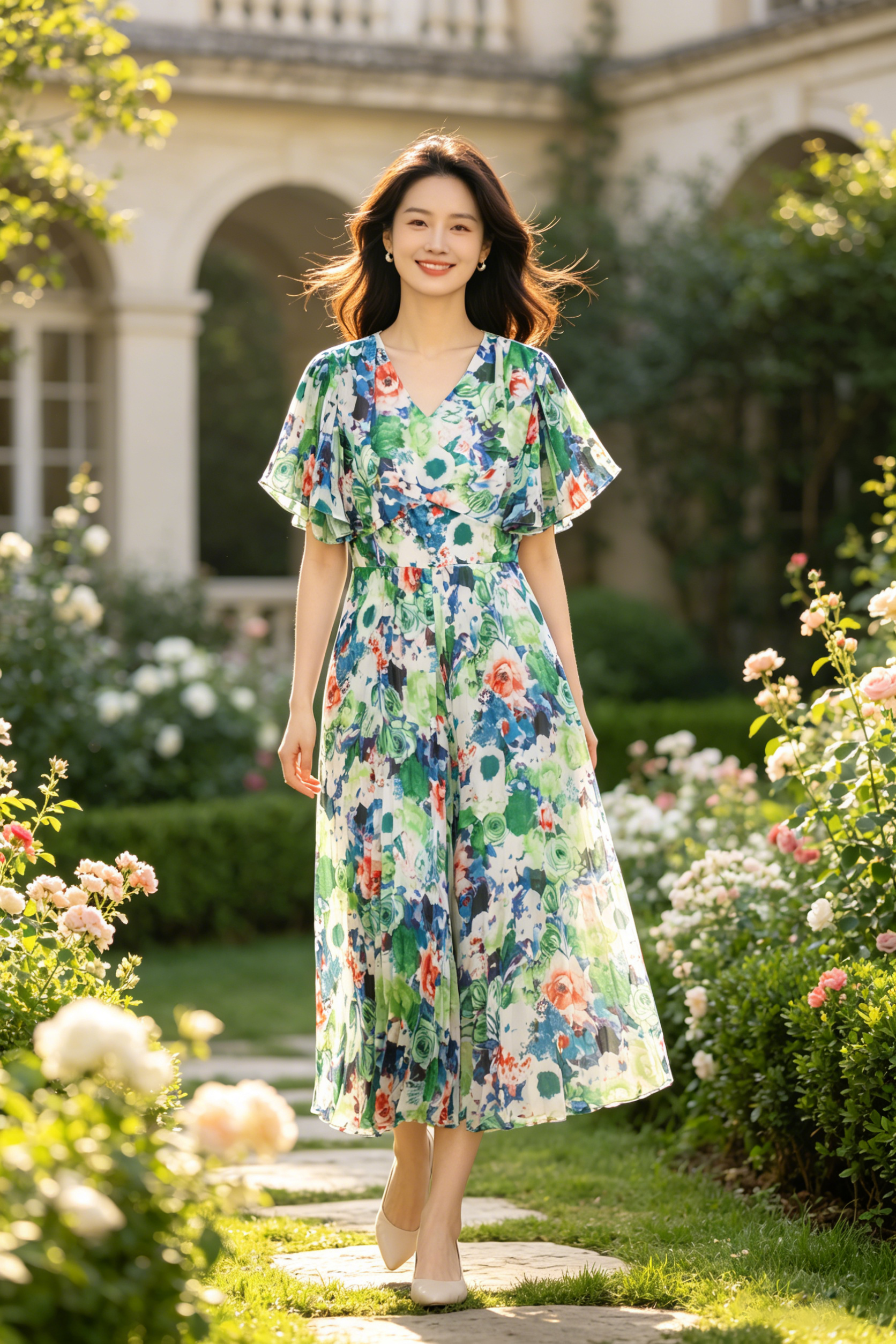 Green Floral Jumpsuit (Free size)