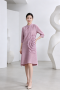 Mandarin Collar Dusty Pink Cheongsam Dress